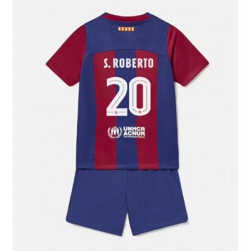 Fotballdrakt Barn Barcelona Sergi Roberto #20 Hjemmedraktsett 2023-24 Kortermet (+ Korte bukser)